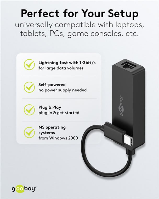GOOBAY αντάπτορας δικτύου 76579, USB-C, 1000Mbps Ethernet, μαύρος - Image 6