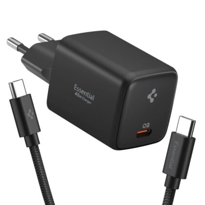 SPIGEN EE451EU ΒΑΣΙΚΟΣ ΦΟΡΤΙΣΤΗΣ ΔΙΚΤΥΟΥ 1 ΘΥΡΑΣ 45W + ΚΑΛΩΔΙΟ TYPE-C ΜΑΥΡΟΣ