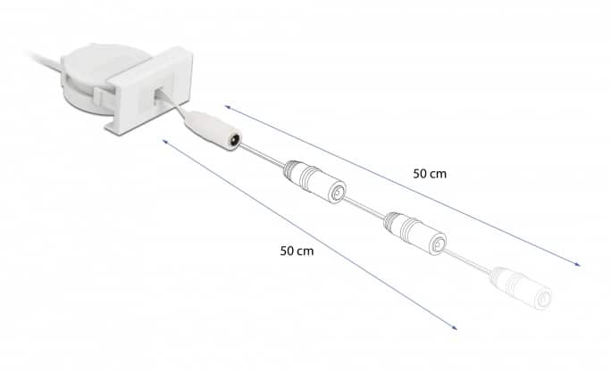 DELOCK module καλώδιο τροφοδοσίας Easy 45 81376, ανασυρόμενο 50cm, λευκό - Image 2