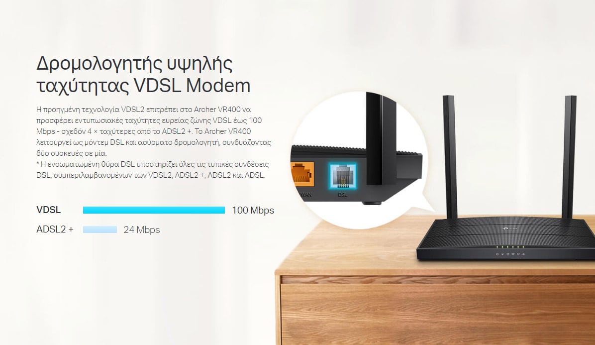 TP-LINK Μόντεμ/Δρομολογητής Archer VR400, VDSL/ADSL, 1200Mbps AC1200, Έκδ. 3.0 - Image 6