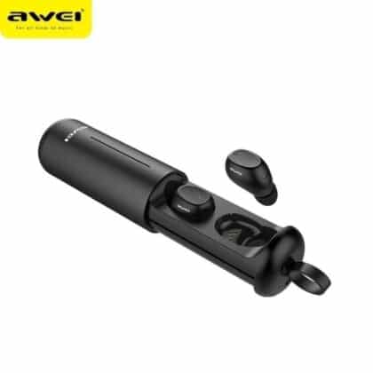 Ακουστικά AWEI Bluetooth 5.0 T55 TWS + βάση σύνδεσης σε μαύρο χρώμα