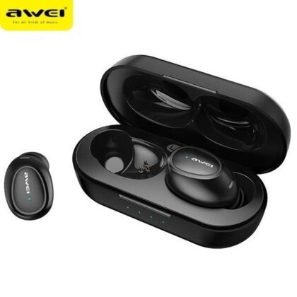 Ακουστικά AWEI Bluetooth 5.0 T16 TWS + βάση σύνδεσης σε μαύρο χρώμα