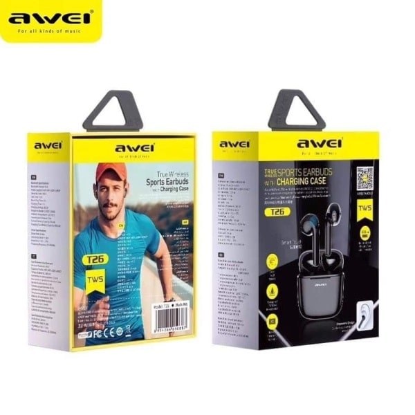 Ακουστικά AWEI Bluetooth 5.0 T26 TWS + βάση σύνδεσης σε μαύρο χρώμα - Image 8