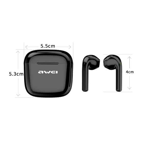 Ακουστικά AWEI Bluetooth 5.0 T26 TWS + βάση σύνδεσης σε μαύρο χρώμα - Image 6