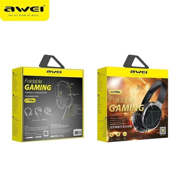 Ακουστικά Bluetooth για παιχνίδια AWEI A799BL με μικρόφωνο, μαύρα - Image 7
