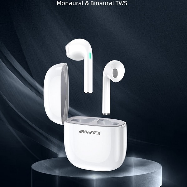 Ακουστικά AWEI Bluetooth 5.0 T28 TWS + βάση σύνδεσης, λευκά - Image 4