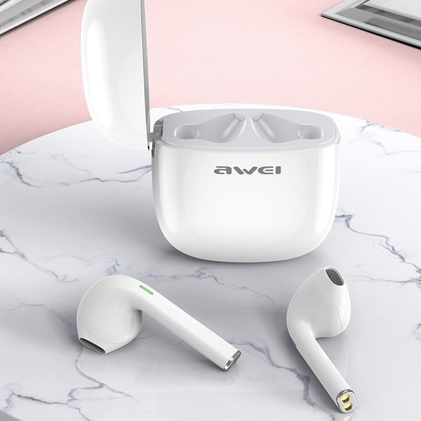 Ακουστικά AWEI Bluetooth 5.0 T28 TWS + βάση σύνδεσης, λευκά - Image 5