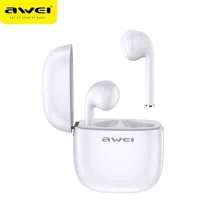 Ακουστικά AWEI Bluetooth 5.0 T28 TWS + βάση σύνδεσης, λευκά