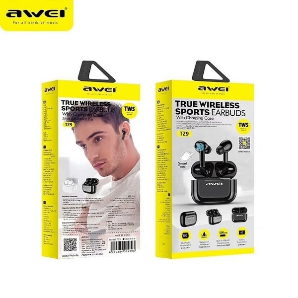 Ακουστικά AWEI Bluetooth 5.0 T29 TWS + βάση σύνδεσης λευκά - Image 5