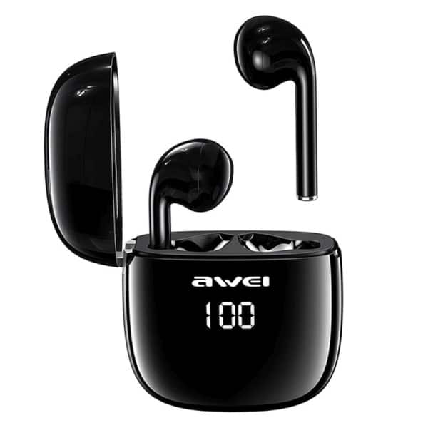 Ακουστικά AWEI Bluetooth 5.0 T28P TWS + βάση σύνδεσης σε μαύρο χρώμα - Image 2
