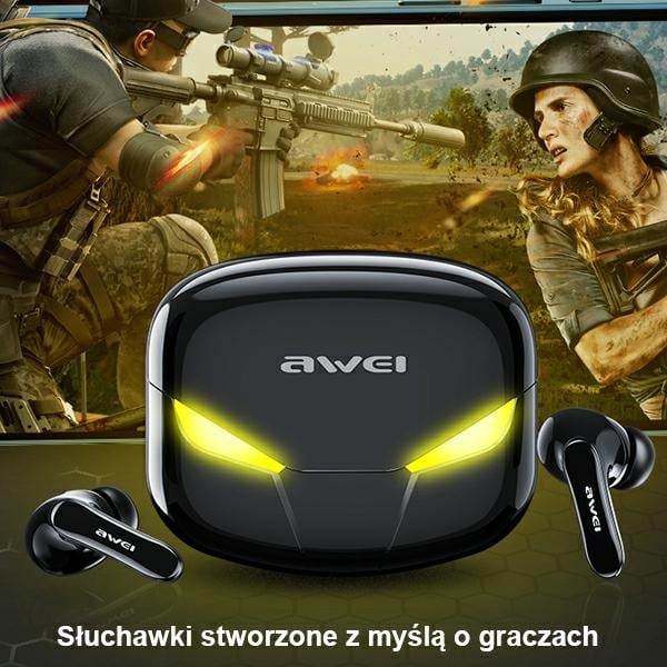 Ακουστικά AWEI Bluetooth 5.0 T35 TWS + βάση σύνδεσης για παιχνίδια, μαύρο - Image 3