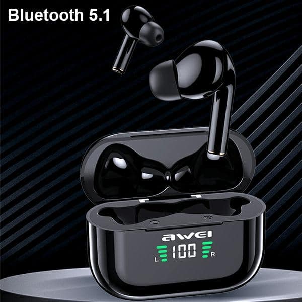Ακουστικά AWEI Bluetooth 5.1 T29P TWS + βάση σύνδεσης σε μαύρο χρώμα - Image 5