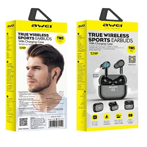 Ακουστικά AWEI Bluetooth 5.1 T29P TWS + βάση σύνδεσης σε μαύρο χρώμα - Image 10