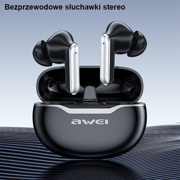 Ακουστικά AWEI Bluetooth 5.3 T50 TWS + βάση σύνδεσης σε μαύρο χρώμα - Image 4