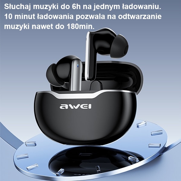 Ακουστικά AWEI Bluetooth 5.3 T50 TWS + βάση σύνδεσης σε μαύρο χρώμα - Image 7