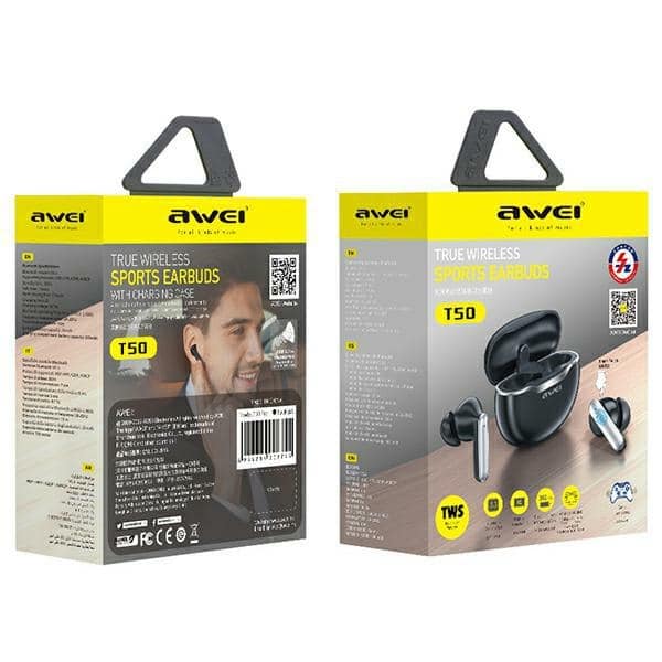Ακουστικά AWEI Bluetooth 5.3 T50 TWS + βάση σύνδεσης σε μαύρο χρώμα - Image 9