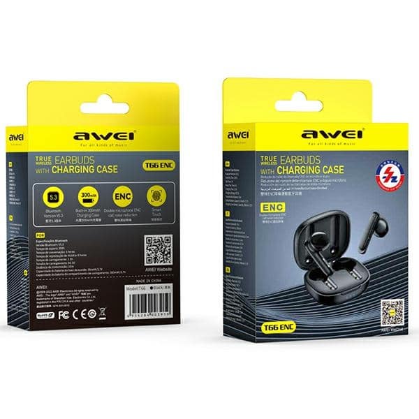 Ακουστικά AWEI Bluetooth 5.3 T66 TWS + βάση σύνδεσης σε μαύρο χρώμα - Image 7
