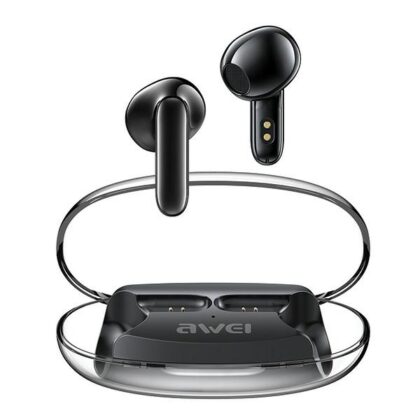 Ακουστικά AWEI Bluetooth 5.3 T85 ENCTWS + βάση σύνδεσης σε μαύρο χρώμα