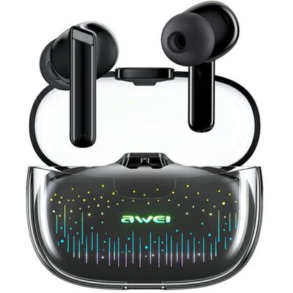 Ακουστικά AWEI Bluetooth 5.3 T52 Pro2TWS + βάση σύνδεσης σε μαύρο χρώμα
