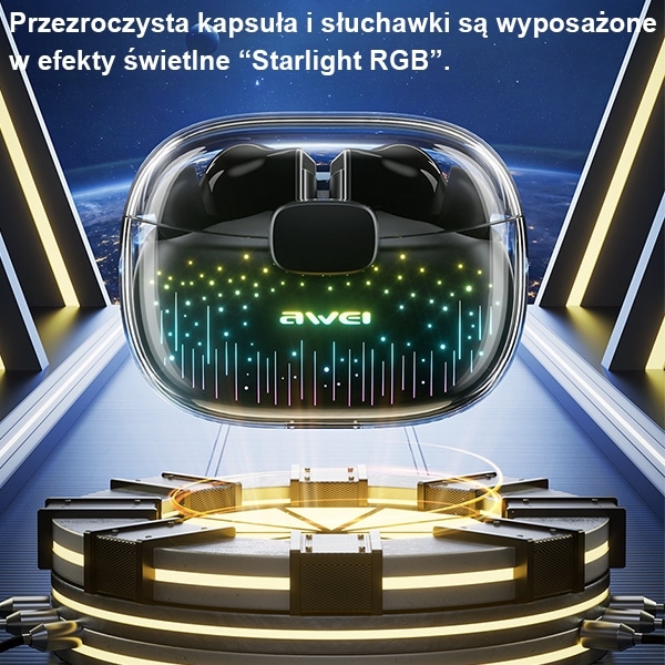 Ακουστικά AWEI Bluetooth 5.3 T52 Pro2TWS + βάση σύνδεσης σε μαύρο χρώμα - Image 3