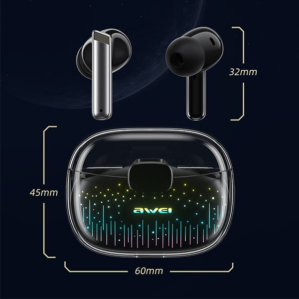 Ακουστικά AWEI Bluetooth 5.3 T52 Pro2TWS + βάση σύνδεσης σε μαύρο χρώμα - Image 7