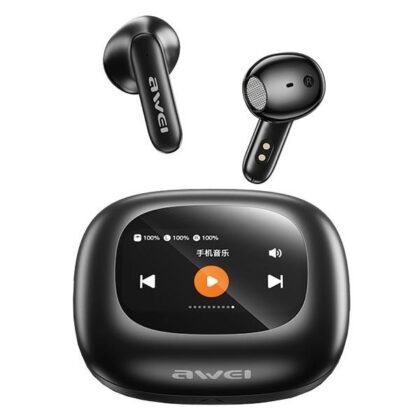 Ακουστικά Bluetooth 5.4 AWEI TP97TWS + βάση σύνδεσης, μαύρα