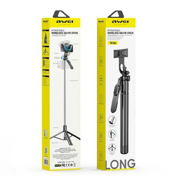 AWEI Selfie Stick X56 μαύρο κράμα αλουμινίου - Image 2