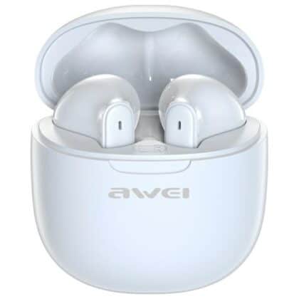 Ακουστικά AWEI Bluetooth 5.3 T68 ENCTWS + βάση σύνδεσης λευκά