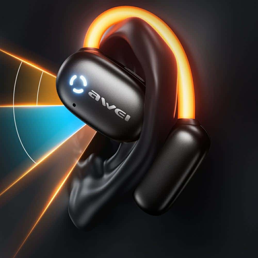 Ακουστικά Bluetooth AWEI 5.4 TZ13 ANC + βάση σύνδεσης σε μαύρο χρώμα - Image 3