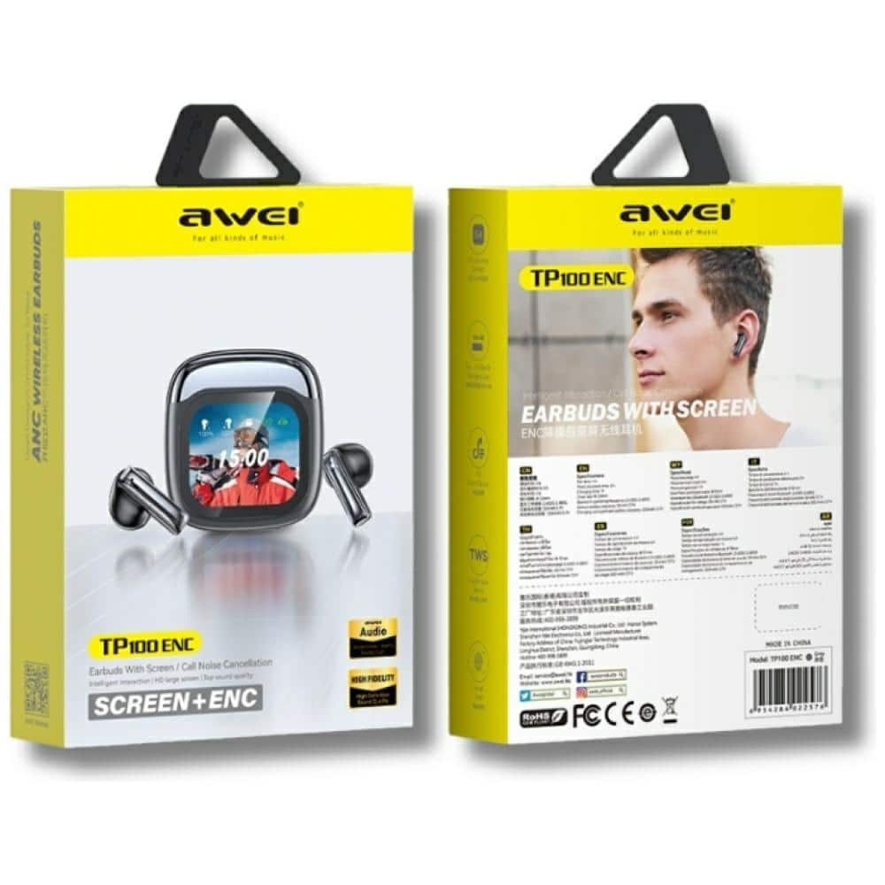 Ασύρματα ακουστικά AWEI TP100 ENC Bluetooth 5.4 TWS + βάση σύνδεσης μαύρο - Image 9