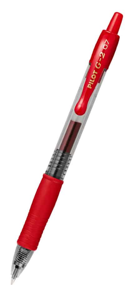 PILOT στυλό διαρκείας gel G-2, 0.7mm, 14cm, κόκκινο