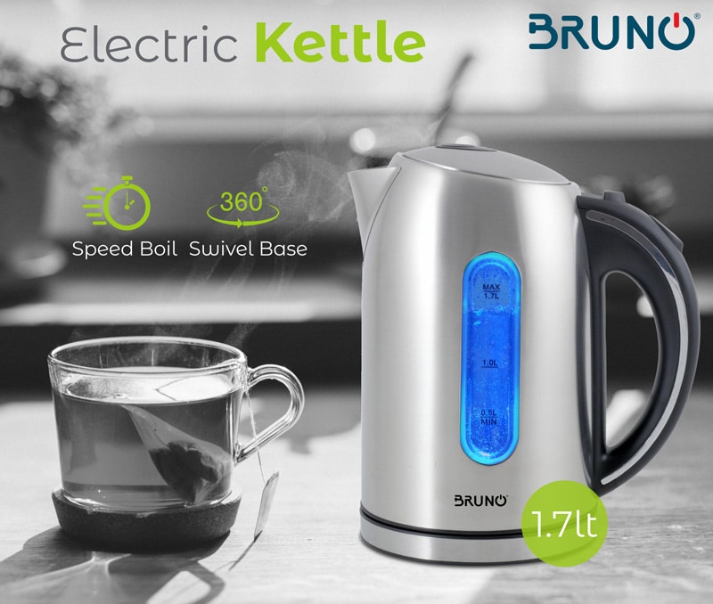 BRUNO ηλεκτρικός βραστήρας BRN-0028, 2200W, 1.7lt, βάση 360°, LED - Image 2
