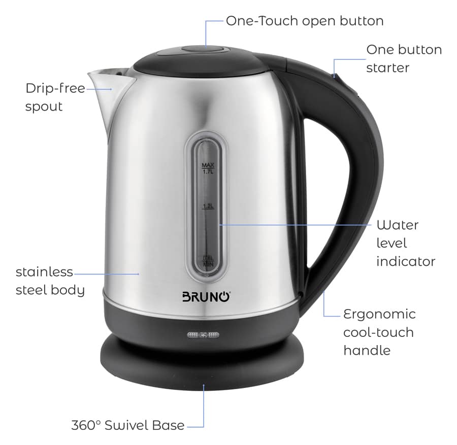 BRUNO ηλεκτρικός βραστήρας BRN-0029, 2200W, 1.7lt, βάση 360° - Image 4