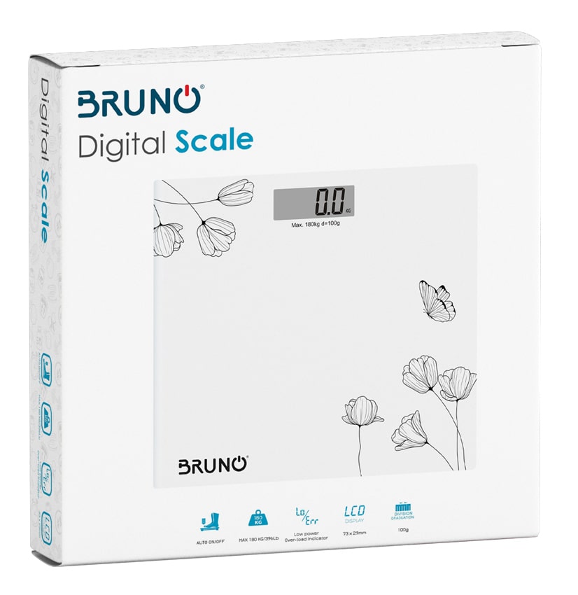 BRUNO ψηφιακή ζυγαριά BRN-0055, έως 180kg, λευκή - Image 2