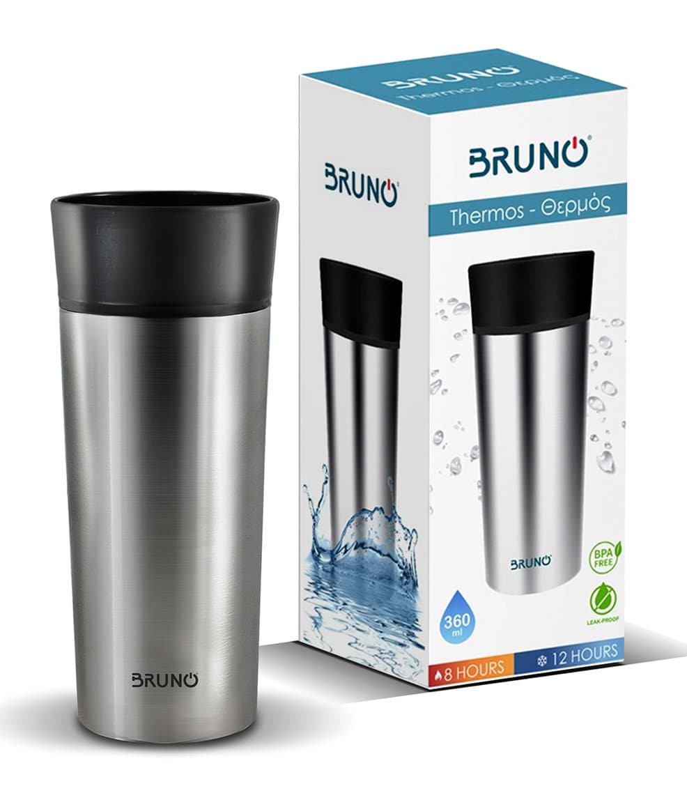 BRUNO θερμός BRN-0068, εργονομικό καπάκι, anti-slip, 360ml, ασημί - Image 8