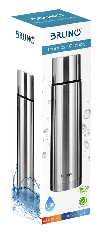 BRUNO θερμός BRN-0069, με καπάκι-κύπελλο, anti-slip, 1000ml, ασημί - Image 5