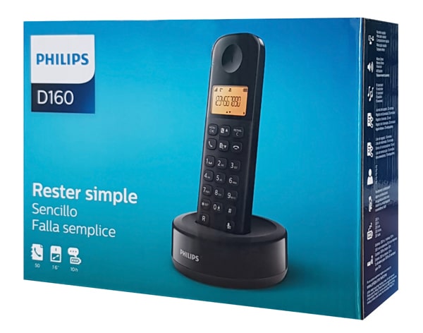 PHILIPS ασύρματο τηλέφωνο D1601B/34, με ελληνικό μενού, μαύρο - Image 6