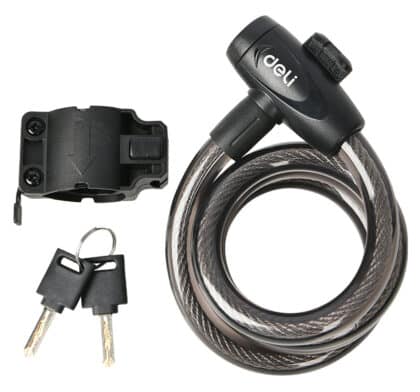 DELI κλειδαριά ποδηλάτου με κλειδί DL508062, Φ12mm, 1m, μαύρη