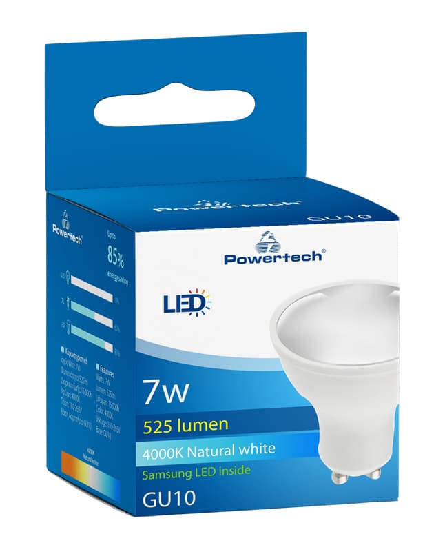 POWERTECH LED λάμπα spot GU10-002, 7W, 4000K, GU10, Samsung LED - Image 3
