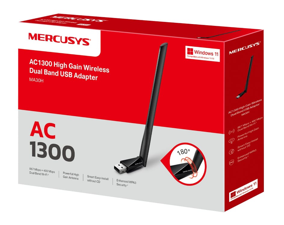 MERCUSYS ασύρματος USB αντάπτορας δικτύου MA30H, AC1300, Dual Band, V.2.0 - Image 5