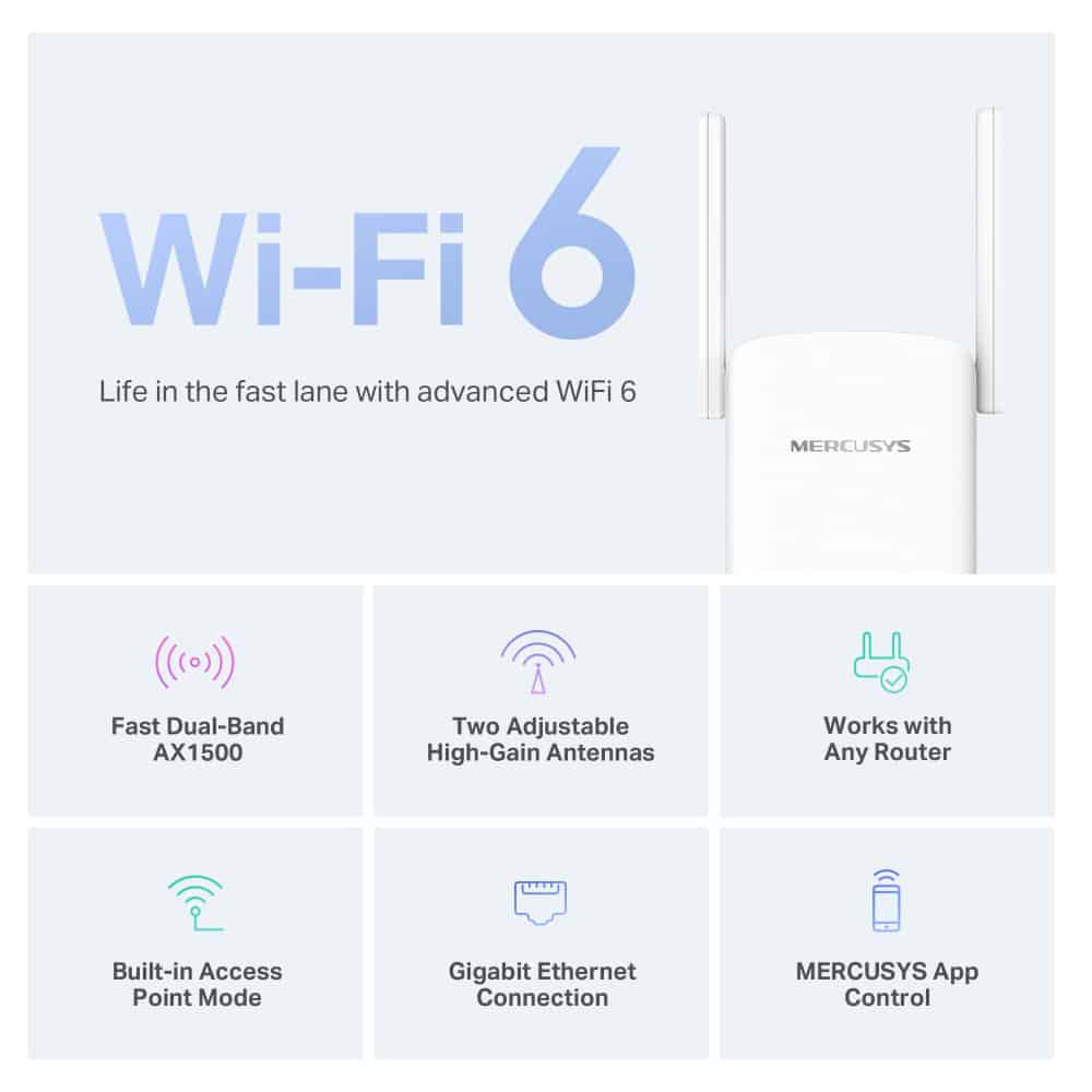 Επέκταση εμβέλειας MERCUSYS ME60X, WiFi 6, 1500Mbps AX1500, Έκδ. 1.0 - Image 3