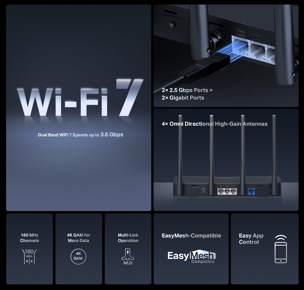 Δρομολογητής MERCUSYS MR27BE, WiFi 7, 3.6Gbps BE3600, EasyMesh, Έκδ. 1.20 - Image 4