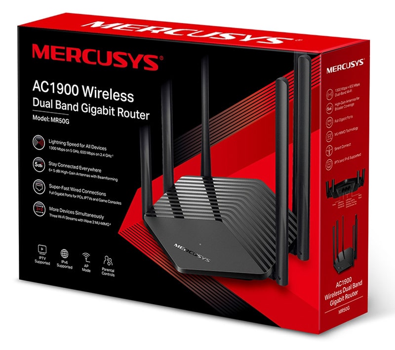 Δρομολογητής Gigabit MERCUSYS MR50G, WiFi 1900Mbps AC1900, Διπλής Ζώνης, Έκδ. 1.0 - Image 3