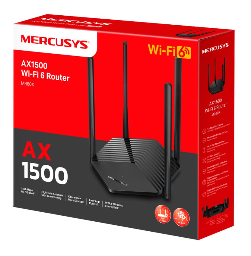 Δρομολογητής MERCUSYS MR60X, Wi-Fi 6, 1500Mbps AX1500, Διπλή ζώνη, Έκδ. 2.0 - Image 3