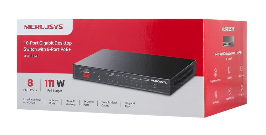 MERCUSYS Επιτραπέζιος Διακόπτης MS110GMP, 8x 10/100/1000Mbps PoE+, 2x Gigabit, Έκδ. 1.0 - Image 3