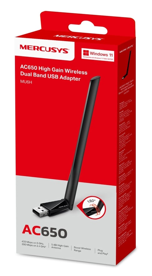 MERCUSYS ασύρματος USB αντάπτορας δικτύου MU6H, AC650, Dual Band, V 1.30 - Image 8