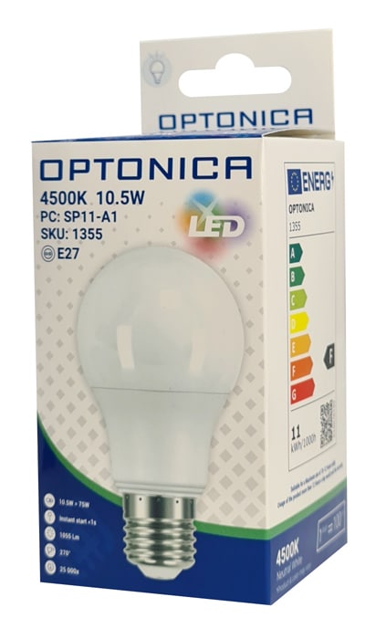 OPTONICA LED λάμπα A60 1355, 10.5W, 4500K, E27, 1055lm - Image 3