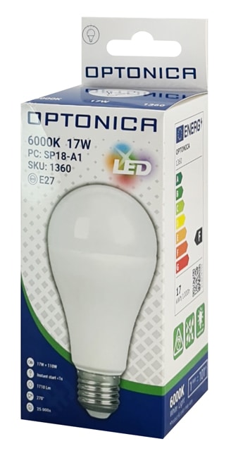OPTONICA LED λάμπα A60 1360, 17W, 6000K, E27, 1710lm - Image 3