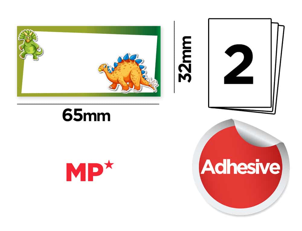MP αυτοκόλλητες ετικέτες τετραδίων PN125-109, 65x32mm, 8 σχέδια, 16τμχ - Image 2