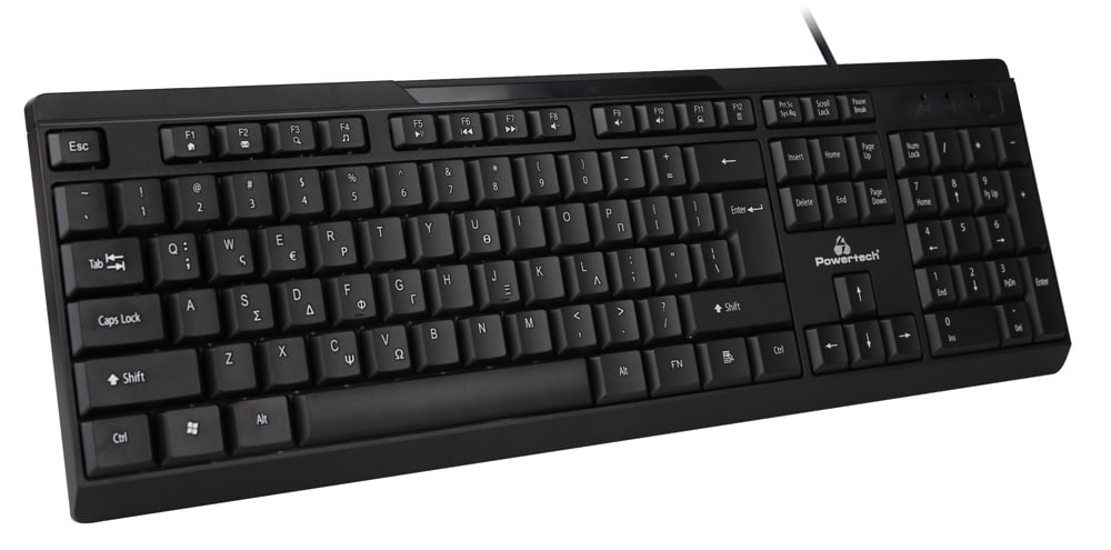 POWERTECH πληκτρολόγιο PT-1069, ενσύρματο, multimedia, EN/GR, μαύρο - Image 2